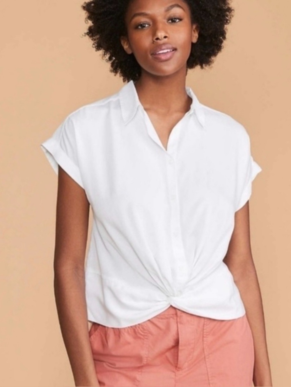 Lou & Grey Tops | Lou & Grey For Loft Faux Wrap White Blouse Popover Fluid Twill